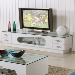 钢化玻璃电视柜现代简约镂空地柜带抽屉创意时尚多功能储物电视柜