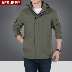 Afs Jeep/战地吉普男士夹克衫 中长款户外休闲冲锋上衣夹克外套男