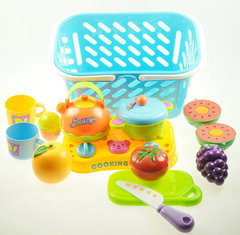 过家家玩具组合套装购物提篮 环保儿童玩具水果蔬菜切切看