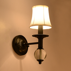 美式乡村风格铁艺床头壁灯 镜前灯卧室书房墙面单头壁灯带灯罩LED