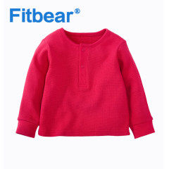 Fitbear春秋婴幼儿红色长袖T恤男女装纯棉儿童上衣宝宝打底衫包邮