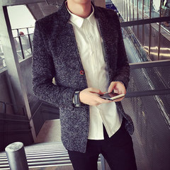 韩国代购2016秋冬季羊绒大衣男短款韩版青年修身加厚毛呢子外套潮