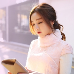 【唐之彩】阳光粉色 原创设计改良冬季夹棉旗袍长袖厚款加棉女装