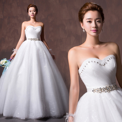 2014秋季抹胸时尚镶钻齐地大码婚纱韩式新娘结婚婚纱礼服