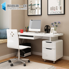 现代时尚台式电脑桌办公桌写字台白色烤漆卧室家用简约书桌组合