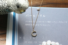 特 Agete同款镀金锆石月亮 淡水珍珠14k包金锁骨项链