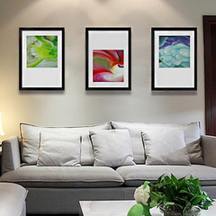 客厅装饰画 抽象三联挂画 现代简约风格壁画 背景墙有框画墙画