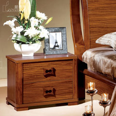朗然居 实木床头柜 中式储物柜 乌金木色床头柜 简约床边柜储物柜