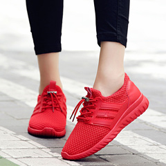 春季全大红色特大码女鞋41-43单鞋孕妇妈妈工作鞋学生跑步运动鞋