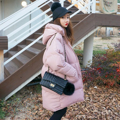 2016冬季韩版新款宽松大码面包服 中长款加厚连帽学生羽绒棉服女
