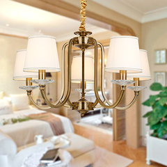 铁艺弯管水晶布罩复古金古铜欧美式乡村古典客厅卧室房间餐厅吊灯