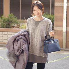 2016冬季女装新品 graychic韩国正品代购 时尚拼色中长款长袖卫衣