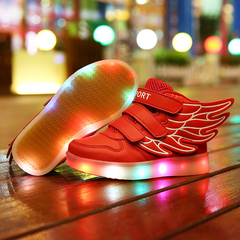炫彩翅膀以希正品LED发光鞋男女童鞋可充电新款时尚运动休闲鞋