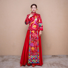 新款复古旗袍红色中式敬酒服秀禾服新娘礼服嫁衣龙凤褂古装秀和服