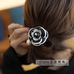 elisha韩国进口代购简约花朵发圈珍珠多色优雅女发圈