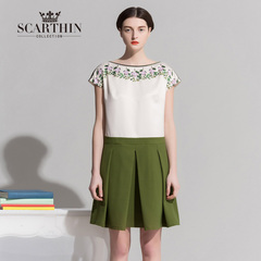 SCARTHIN原创设计2015夏装新款大牌女装甜美短袖连衣裙