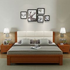 北欧宜家风格床现代全实木床1.5真皮床软靠简约中式床双人床日式