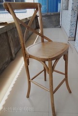 欧美Y chair风格 硬板面叉背吧椅 藤面实木吧台椅 酒吧高脚椅吧凳