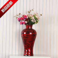 包邮欧式红色玻璃花瓶摆件 喜庆创意客厅桌面插花花瓶 家居饰品