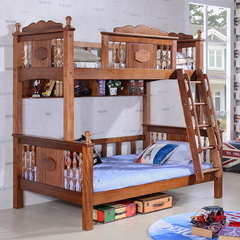 儿童床美式上下床实木高低床双层床全胡桃木子母床组合床儿童家具