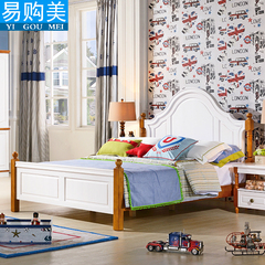 美式儿童全实木床单人床 高箱1.2米1.5双人床 婚床地中海卧室家具