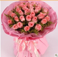 粉玫瑰19朵花束 上海实体花店 鲜花上海 快递送花 黄浦鲜花店
