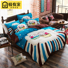 磨毛四件套韩版卡通婚庆床上用品床单被套1.8米1.2m单人2.0米1.5