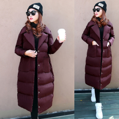 2016冬季韩版宽松面包服茧型加厚学生中长款过膝棉衣棉服外套女装