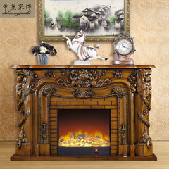 古典欧式壁炉 雕花实木装饰壁炉 美式深色白色壁炉架炉芯1.86米