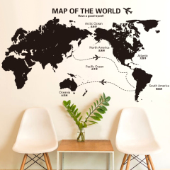 书房公司办公室卧室家居装饰贴画创意黑白简约个性世界地图墙贴纸