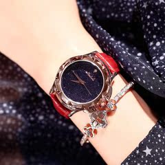 正品时尚潮流星空女士手表女学生韩版简约腕表皮带石英女表时装表