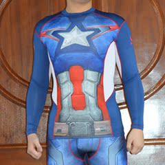 3D长袖男t恤电影衣服 绿巨人肌肉钢铁侠美国队长超级英雄t恤7444