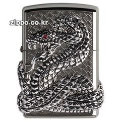 ZIPPO打火机 正品 韩版蛇年纪念款四面绕银蛇吐信 蛇神 SNAKE NI