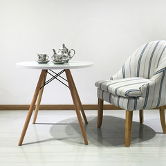 创意沙发边几角几钢化玻璃圆形实木桌子客厅小边桌现代简约小茶几