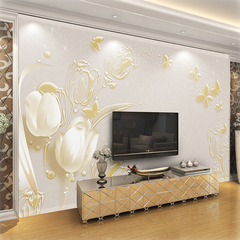 3d立体壁纸现代欧式客厅电视背景墙浮雕影视墙布简约壁画奢华墙纸