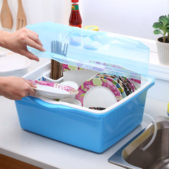 厨房滴水塑料带盖碗柜 放碗碟架碗盘沥水架子 装碗筷收纳盒餐具箱
