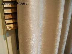 爱卡家居现代简约窗帘绒质纯色米色暗纹遮光窗帘布定做客厅卧室间