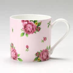 预定英国代购皇家royal albert 波尔卡玫瑰马克杯粉红骨瓷水杯