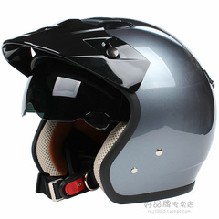 台湾瑞狮381C新铁灰拆洗内衬哈雷电动摩托车男女复古半头盔冬季