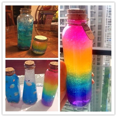 DIY星空瓶全套材料包 星云瓶彩虹瓶许愿瓶子漂流海洋瓶成品玻璃