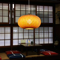 现代中式茶室吊灯 东南亚手工双层竹编餐厅吊灯 田园卧室书房灯具