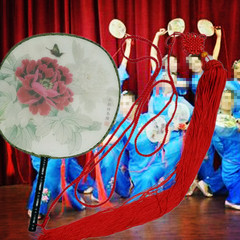 琴台古韵秧歌舞舞台专用飘穗 广场舞古典团扇宫廷中国风真丝宫扇