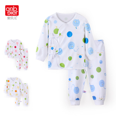 新生儿0-3月纯棉衣服秋婴儿内衣套装初生宝宝系带睡衣两用裆
