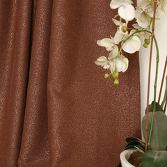 新品 咖啡纯色棉麻压花窗帘 现代简约客厅卧室遮光布加厚成品定做