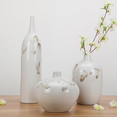 景德镇写意陶瓷三件套花瓶现代风摆件客厅家居装饰品工艺品摆件