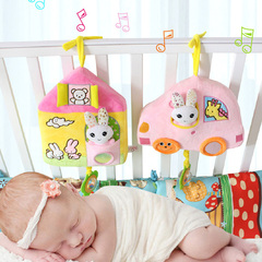 新生儿音乐床挂八音盒拉铃玩偶小宝宝安抚床挂玩具镜婴儿车挂拉琴