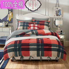 韩式全棉四件套床上用品1.5/1.8/2.0m米床 简约纯棉床单被套4件套