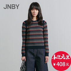 JNBY2016秋冬新款条纹针织毛衫女短款套头螺纹女羊毛衫5F082012