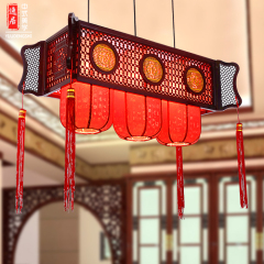 新中式吊灯餐厅灯三头仿古灯现代简约客厅书房灯具酒店吧台实木灯