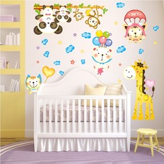 儿童房布置墙贴纸男女孩宝宝婴儿卧室床头墙壁装饰卡通壁贴画猴子